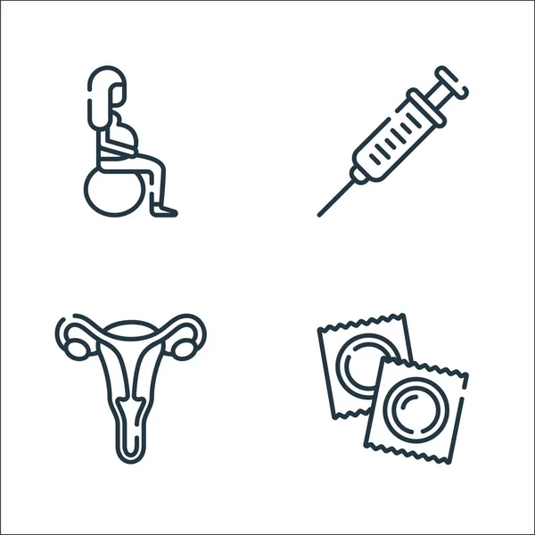 Maternity Line Icons Linear Set Quality Vector Line Set Condom — Stock Vector