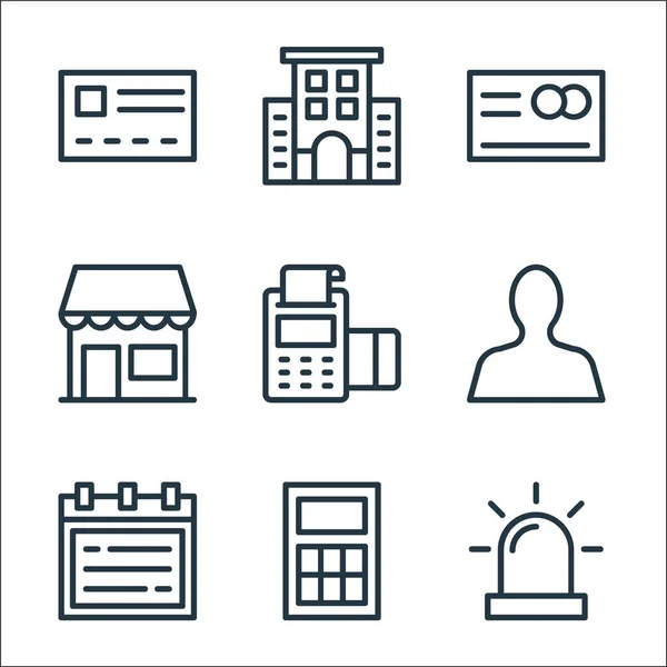 Icônes Ligne Bancaire Financière Set Linéaire Ensemble Lignes Vectorielles Qualité — Image vectorielle