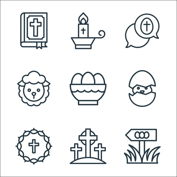 Easter Line Icons Linear Set Quality Vector Line Set Egg — Stock Vector
