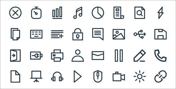 Ikoner För Användargränssnitt Linje Linjär Uppsättning Kvalitet Vektor Linje Som — Stock vektor