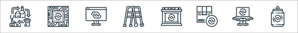 Symbole Aus Der Recyclinglinie Lineares Set Qualitätsvektorleitungsset Wie Softdrinkdose Laptop — Stockvektor