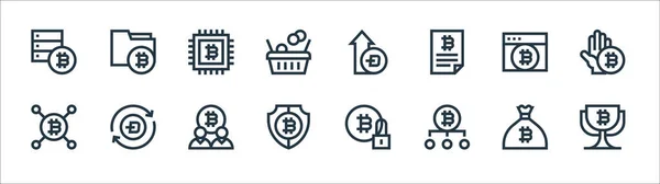 Cryptocurrency Line Icons Linear Set Quality Vector Line Set Bitcoin — Stock Vector