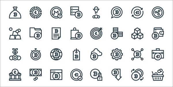 Cryptocurrency Line Icons Linear Set Quality Vector Line Set Shopping — Stock Vector