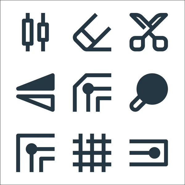 Symbole Für Grafische Designlinien Lineares Set Qualitätsvektorzeilensatz Wie Knoten Raster — Stockvektor