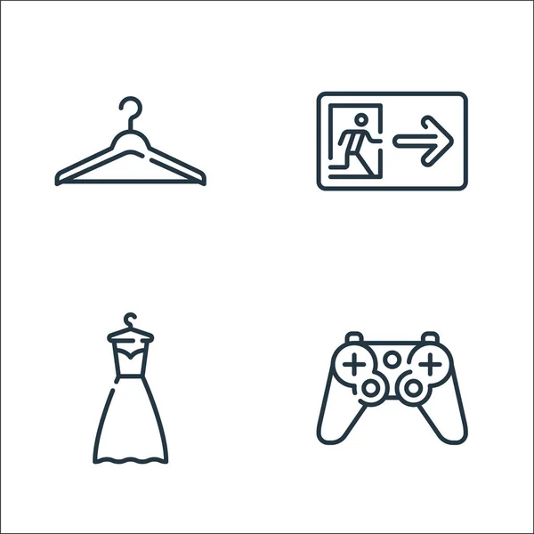 Mall Line Symbole Lineares Set Qualitätsvektorzeilenset Wie Gamepad Kleid Ausgang — Stockvektor