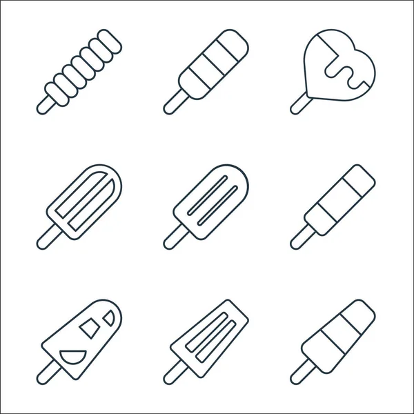 Line Icons Linear Set Quality Vector Line Set Ice Pop — Stock Vector