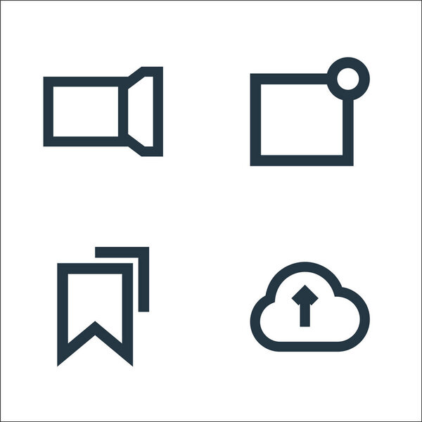 user interface line icons. linear set. quality vector line set such as upload, bookmark, notification