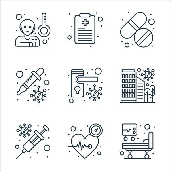 Coronavirus Covid Line Icons Linear Set Quality Vector Line Set — Stock Vector