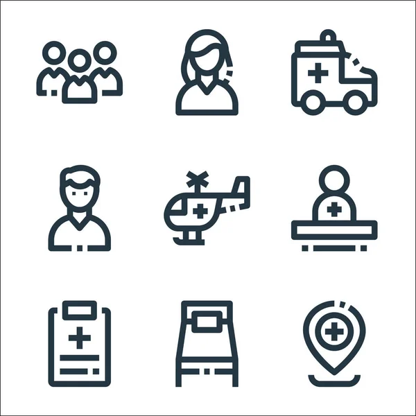 Medical Kit Line Icons Linear Set Quality Vector Line Set — Stock Vector