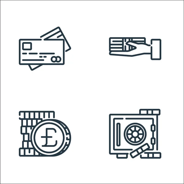Banking Money Line Icons Linear Set Quality Vector Line Set — Stock Vector