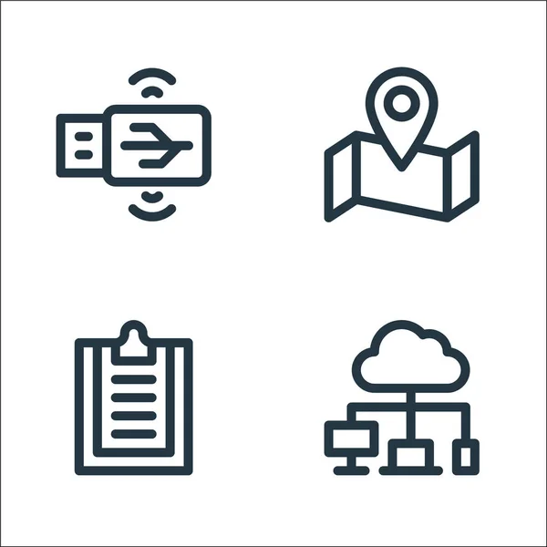 Iconos Línea Comunicación Medios Conjunto Lineal Conjunto Líneas Vectoriales Calidad — Vector de stock