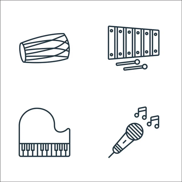 Instrumentos Música Iconos Línea Conjunto Lineal Conjunto Línea Vectorial Calidad — Vector de stock