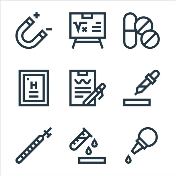 Iconos Línea Laboratorio Conjunto Lineal Conjunto Línea Vectorial Calidad Como — Vector de stock