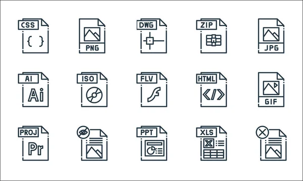 File Type Line Icons Linear Set Quality Vector Line Set — Stock Vector