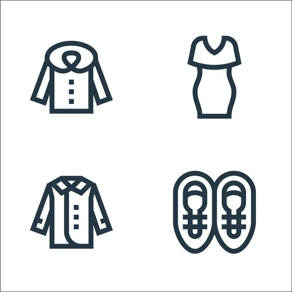 Iconos Línea Ropa Conjunto Lineal Conjunto Línea Vectores Calidad Como — Vector de stock