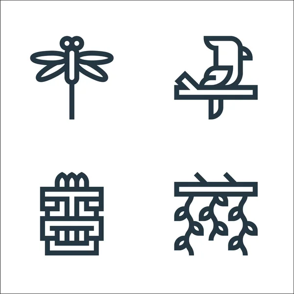 Иконки Линий Джунглей Линейное Множество Набор Векторных Линий Качества Таких — стоковый вектор