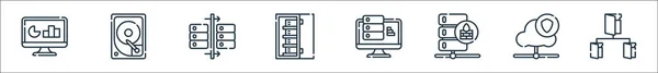 Icônes Ligne Base Données Serveurs Set Linéaire Ensemble Lignes Vectorielles — Image vectorielle