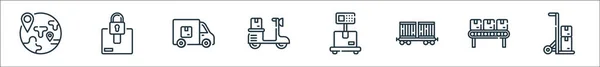 Icônes Ligne Logistique Livraison Set Linéaire Ensemble Lignes Vectorielles Qualité — Image vectorielle