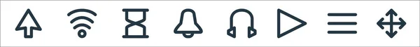 Benutzeroberfläche Zeilensymbole Lineares Set Qualitätsvektorzeilenset Wie Bewegung Menü Wiedergabe Headset — Stockvektor