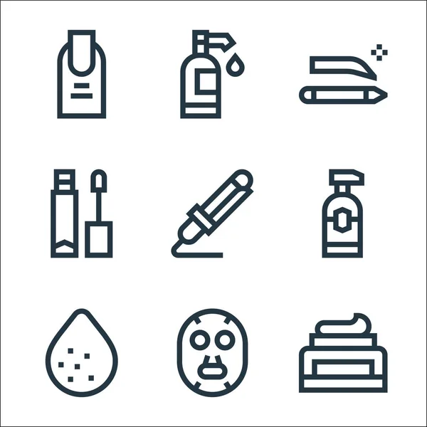 Beauty Line Icons Linear Set Quality Vector Line Set Face — Stock Vector