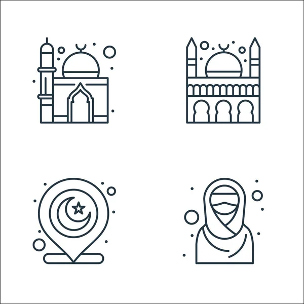 Иконки Линий Ислама Рамадана Линейное Множество Набор Векторных Линий Качества — стоковый вектор