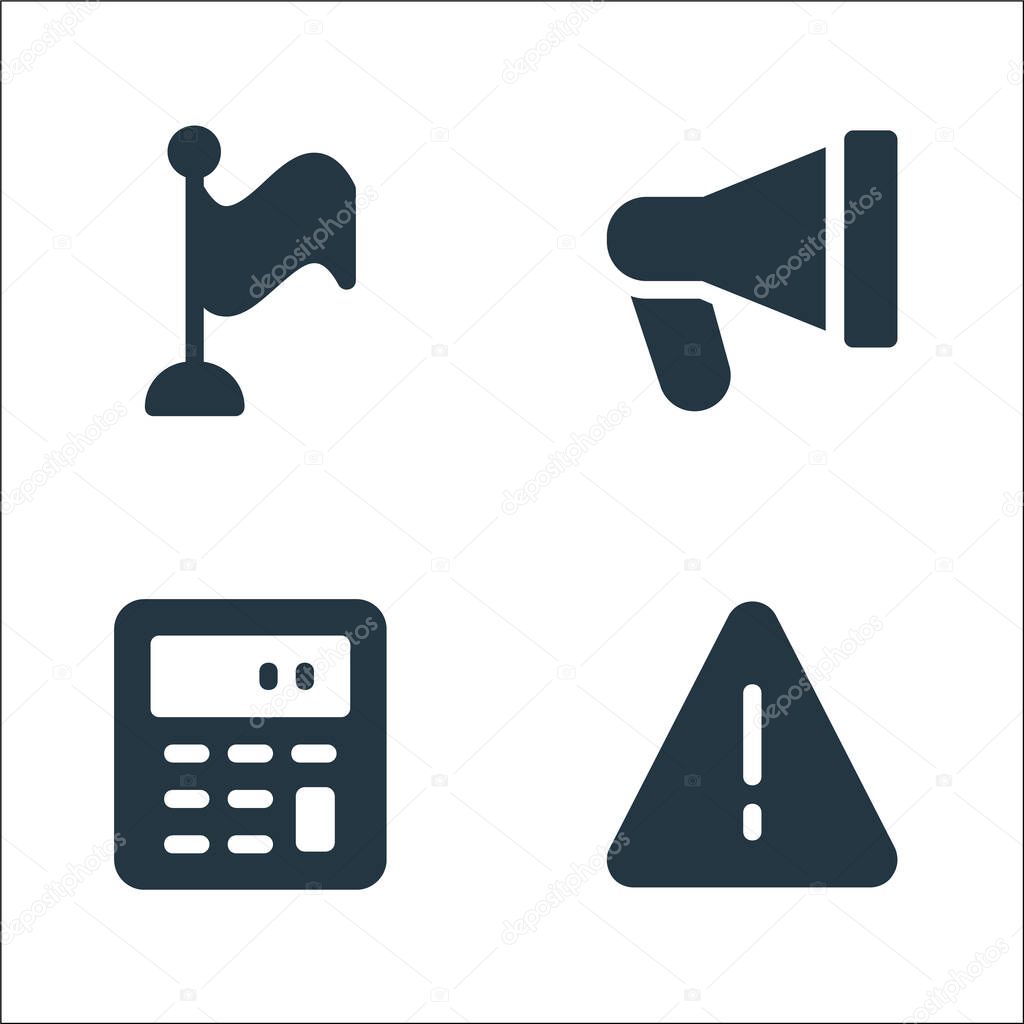 business line icons. linear set. quality vector line set such as alert, calculator, megaphone