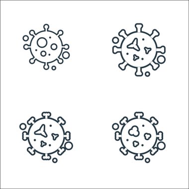 Virüsler ve hastalıklar çizgi ikonlarıdır. Doğrusal küme. Sıtma, virüs, herping gibi kalite vektör çizgisi