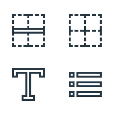 metin düzenleyici satırı simgeleri. Doğrusal küme. Kurşun listesi, metin, sınır gibi kalite vektör çizgisi