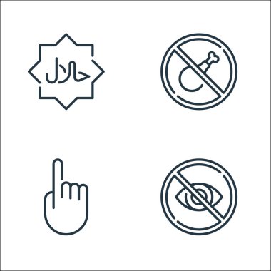 Ramazan çizgi simgeleri. Doğrusal küme. Kaliteli vektör çizgisi gizli, işaretli, yeme yok gibi