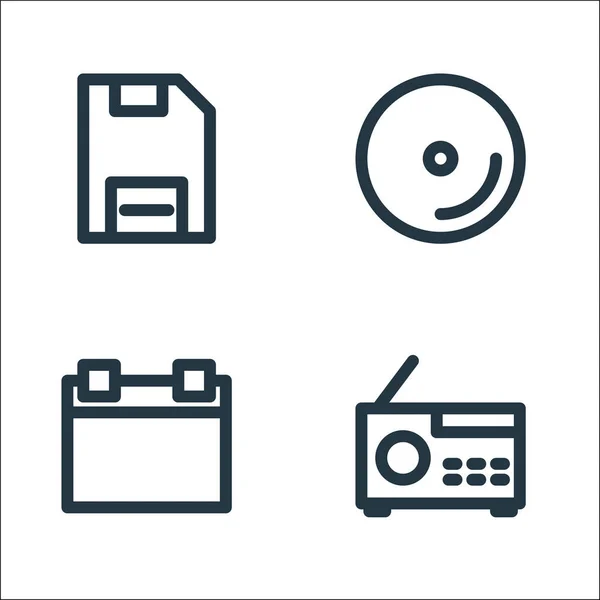 Multimedia Line Icons Linear Set Quality Vector Line Set Radio — Stock Vector