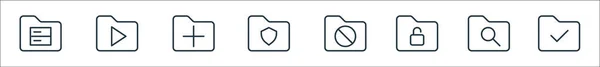 Иконки Папок Линейное Множество Набор Векторных Линий Качества Таких Checklist — стоковый вектор