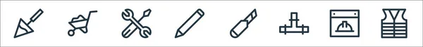 Symbole Des Arbeitstages Lineares Set Qualität Vektor Line Set Wie — Stockvektor