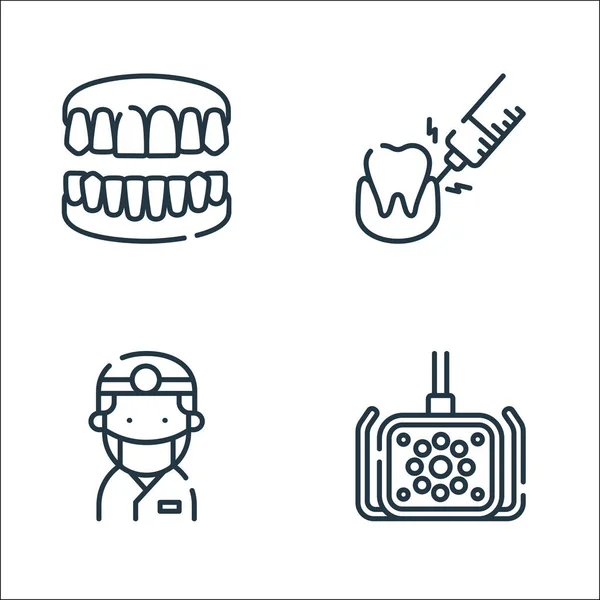 Ikony Linii Opieki Dentystycznej Zestaw Liniowy Zestaw Linii Wektorowych Jakości — Wektor stockowy