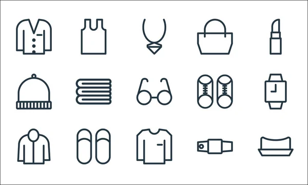 Iconos Línea Moda Conjunto Lineal Conjunto Línea Vectorial Calidad Como — Vector de stock