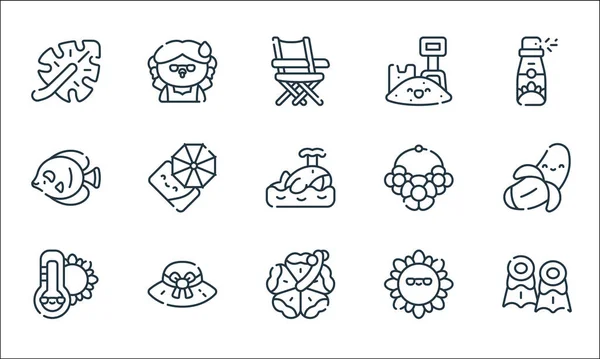 Summer Line Icons Linear Set Quality Vector Line Set Fins — Stock Vector