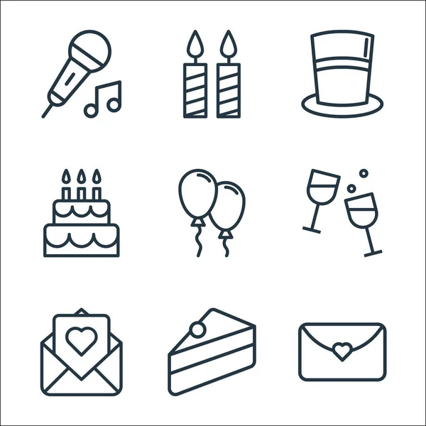 Iconos Línea Cumpleaños Conjunto Lineal Set Línea Vectores Calidad Como — Archivo Imágenes Vectoriales