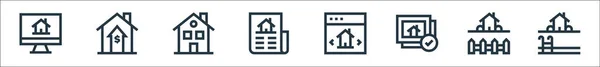 Iconos Línea Bienes Raíces Conjunto Lineal Conjunto Línea Vectores Calidad — Vector de stock