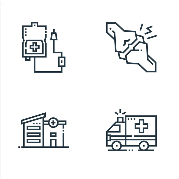 Servicios Médicos Iconos Línea Conjunto Lineal Conjunto Línea Vectorial Calidad — Vector de stock