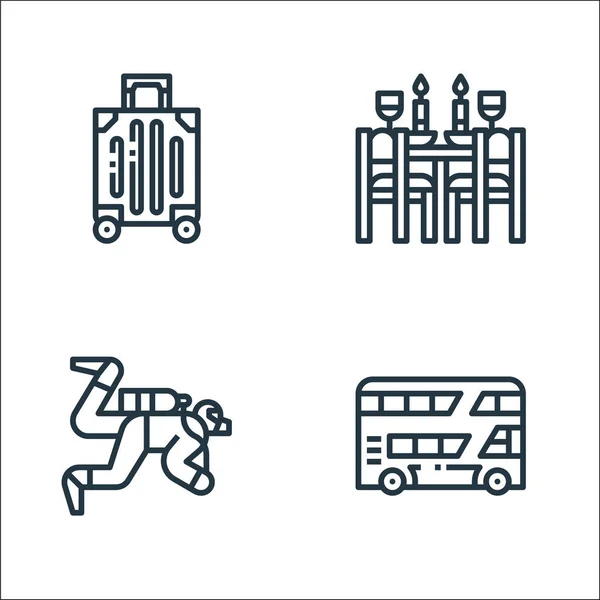 Iconos Línea Viaje Conjunto Lineal Conjunto Línea Vectorial Calidad Como — Vector de stock