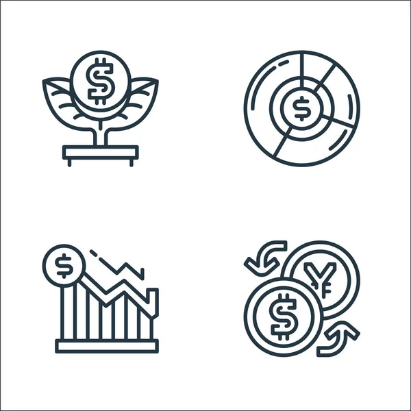 Iconos Línea Dinero Moneda Conjunto Lineal Conjunto Línea Vectorial Calidad — Vector de stock