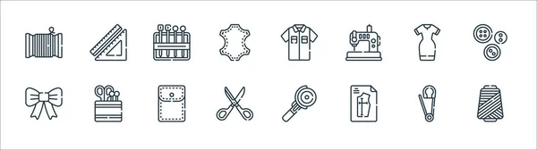 Sewing Line Icons Linear Set Quality Vector Line Set Thread — Stock Vector