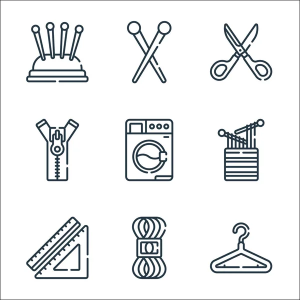 Sewing Line Icons Linear Set Quality Vector Line Set Hanger — Stock Vector