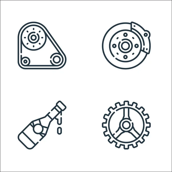 Auto Závodní Čára Ikony Lineární Sada Kvalitní Vektorová Souprava Jako — Stockový vektor