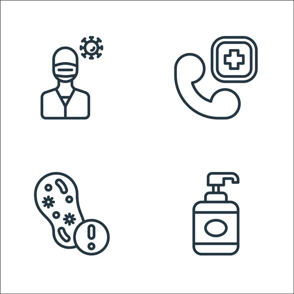 Covid Line Icons Linear Set Quality Vector Line Set Hand — Stock Vector
