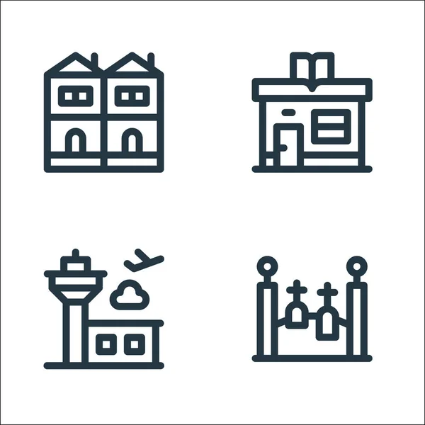 Iconos Línea Construcción Urbana Conjunto Lineal Conjunto Línea Vectorial Calidad — Vector de stock