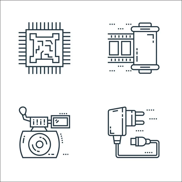 Dispositivos Tecnología Iconos Línea Conjunto Lineal Conjunto Línea Vectores Calidad — Vector de stock