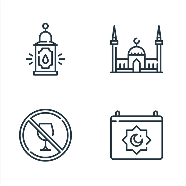 Ramazan Çizgi Simgeleri Doğrusal Küme Ramazan Gibi Kalite Vektör Çizgisi — Stok Vektör