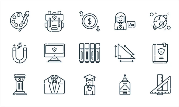 Iconos Línea Academia Conjunto Lineal Conjunto Línea Vectores Calidad Como — Vector de stock