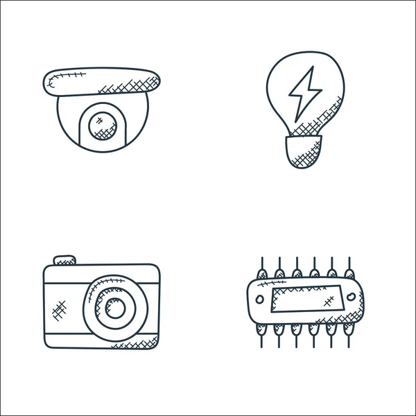 Iconos Línea Tecnología Conjunto Lineal Conjunto Línea Vectorial Calidad Como — Vector de stock