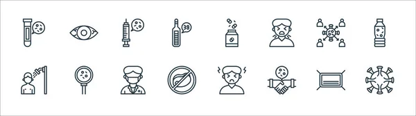 Coronavirus Line Icons Linear Set Quality Vector Line Set Virus — Stock Vector